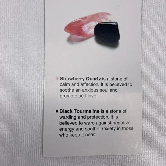 New Crystal Strawberry Quartz Black Tourmaline Stretch Bracelet Medium - Picture 5 of 6